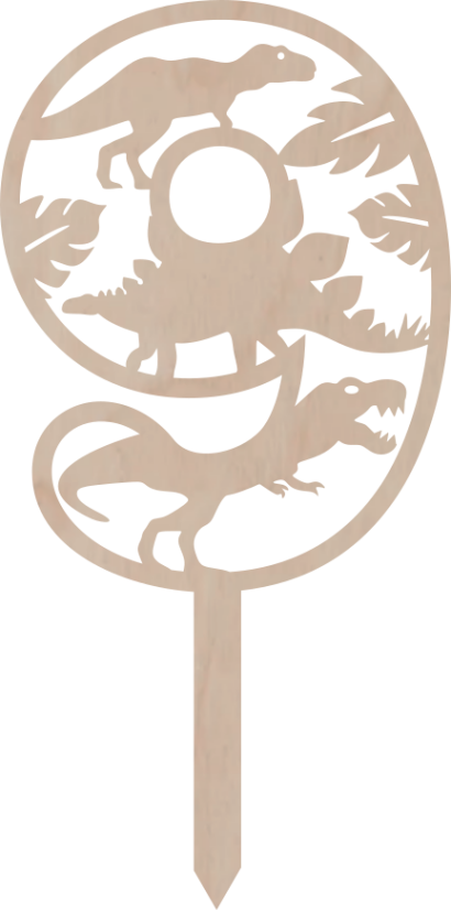 Topper na tort Cyfra z motywem dinozaura - Liczebnik: 7