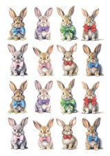 Jedlý papier - Zajačikovia s farebnými mašľami