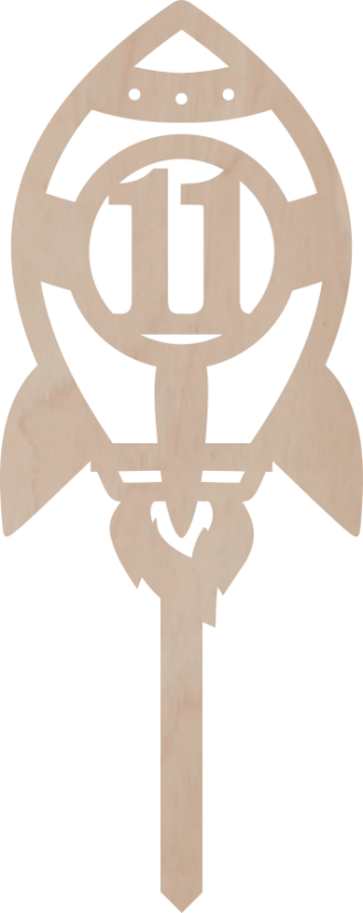 Drewniany topper – Rakieta z cyfrą - Liczebnik: 11