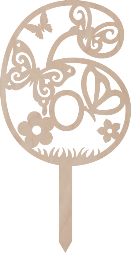 Dortový zápich Číslovka s motýlím vzorem