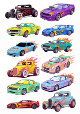 Wydruk jadalny – Hot Wheels: Zestaw 12 legendarnych autek