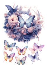 Jedlý tisk - Akvareloví motýli a květy