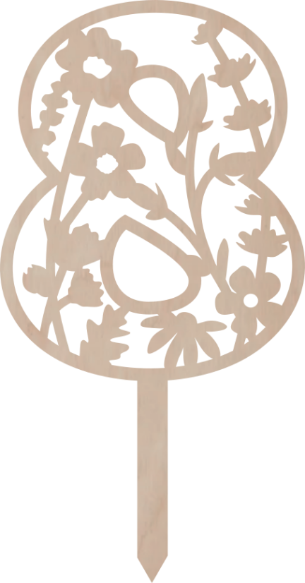 Dortový zápich Číslovka s květinovým vzorem