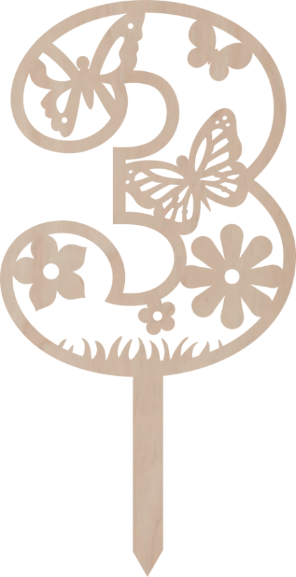 Dortový zápich Číslovka s motýlím vzorem