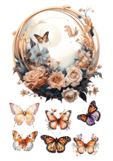 Jedlý tisk - Elegance s růžemi a motýly