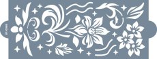 Cukrárska šablóna Kvetinový ornament so špirálami 23,5 × 10 cm
