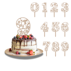 Tortový zápich Číslovka s kvetinovým vzorom