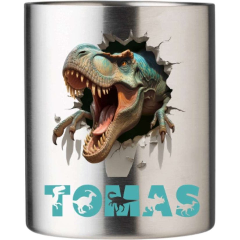 Dvoustěnný nerezový hrnek T-Rex se jménem na přání 250ml