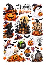 Jadalny wydruk Happy Halloween – duszki, kotek i dynie A4
