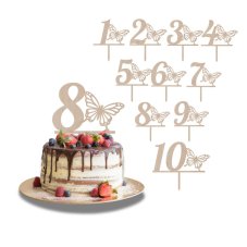Tortový zápich Číslovka s motýľom