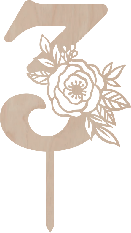 Topper Cyfra z motywem kwiatowym