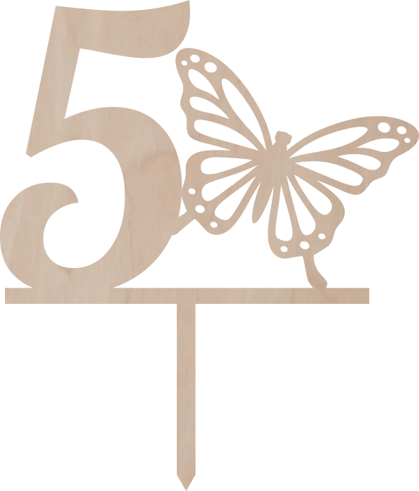 Topper na tort Cyfra z motylem