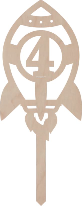 Drewniany topper – Rakieta z cyfrą - Liczebnik: 11