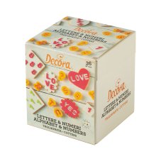 Sada plastových vykrajovátek písmena a číslice - 2x1,6 cm (Decora, 36 ks
