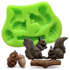 Silikónová formička veveričky a lesné motívy