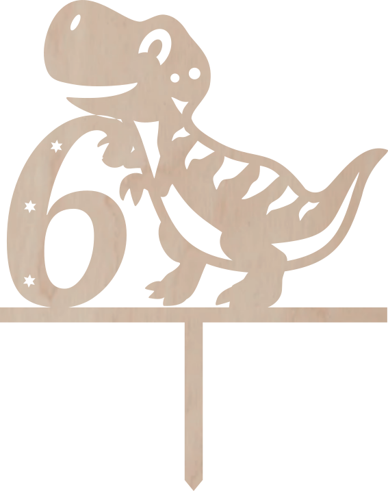 Dortový zápich Číslovka s Dinem - Číslovka: 5