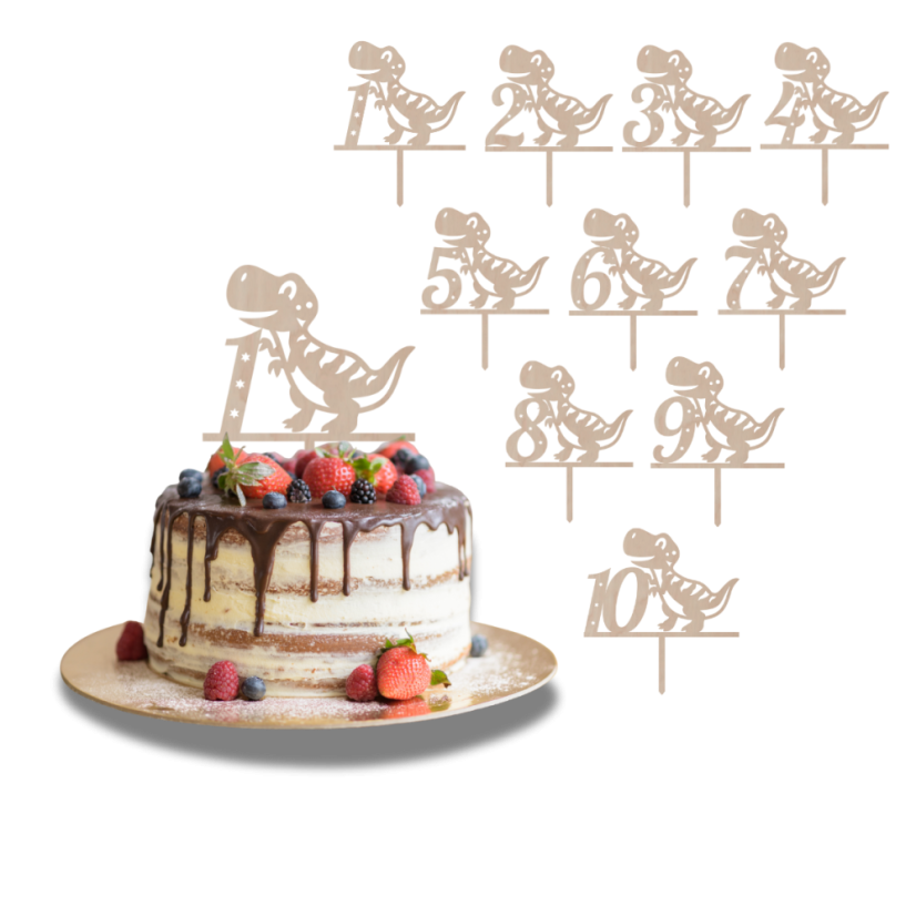 Dortový zápich Číslovka s Dinem - Číslovka: 5