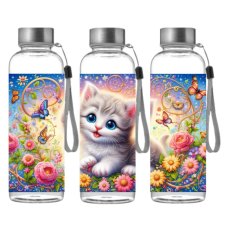 Športová Tritanová fľaša - Rozkošné mačiatko v kvetinovej záhrade (500 ml)