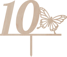 Tortový zápich Číslovka s motýľom