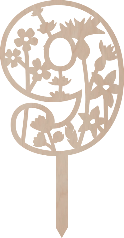 Dortový zápich Číslovka s květinovým vzorem