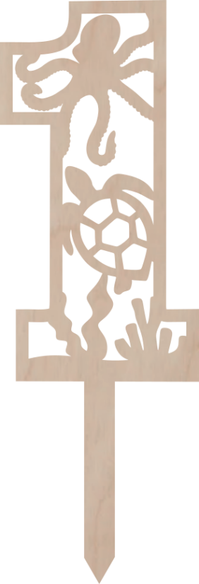 Dortový zápich Číslovka Mořský svět - Číslovka: 1