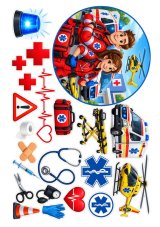 Jadalny wydruk na tort Ratownicy i ambulans – arkusz A4