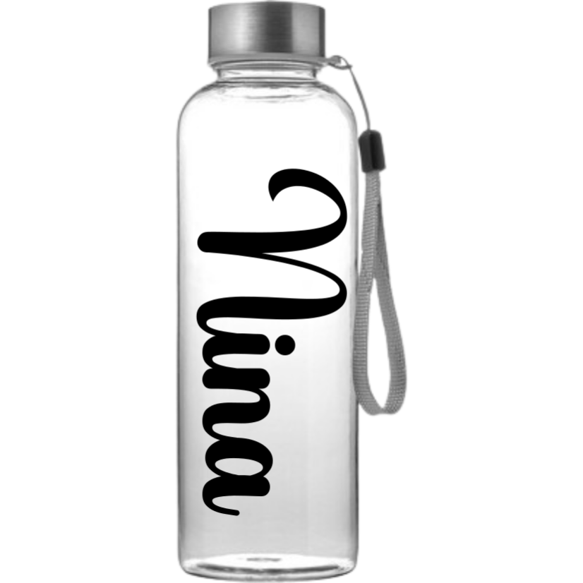 Elegantná tritanová fľaša s menom a nerezovým viečkom (500 ml)