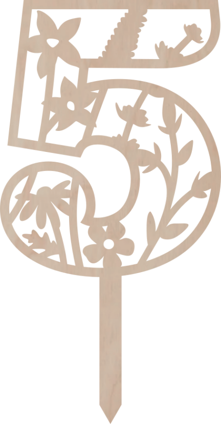 Dortový zápich Číslovka s květinovým vzorem