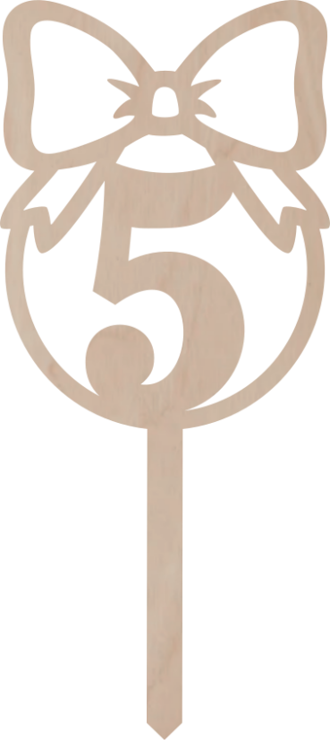Drewniany topper – Cyfra w kole z kokardą - Liczebnik: 3