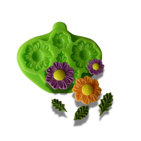 Forma silikonowa kwiaty i listki - 118x99x10 mm