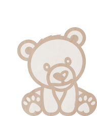 Drewniana dekoracja Miś z serduszkiem - dwuwarstwowa