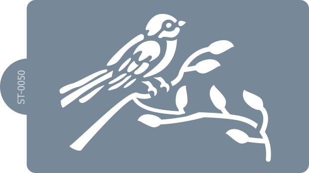 Szablon cukierniczy (Stencil) Śpiewający ptaszek na gałązce