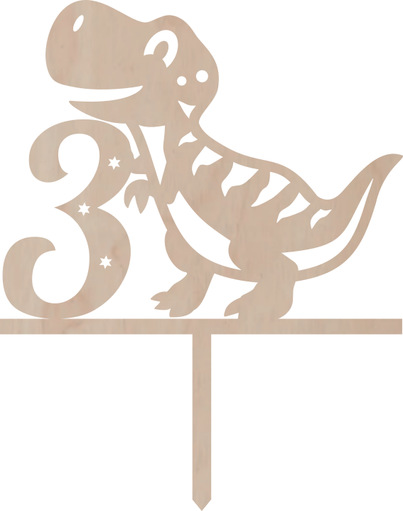 Dortový zápich Číslovka s Dinem - Číslovka: 5