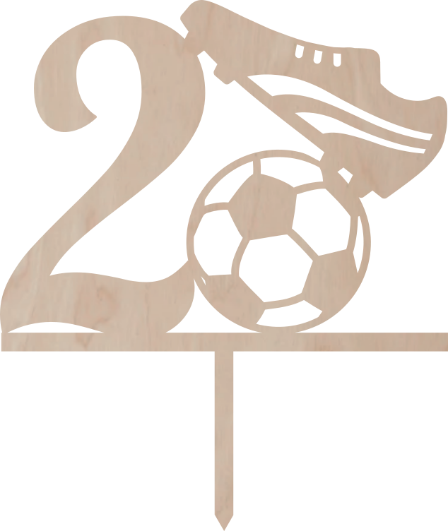 Tortový zápich Číslovka s futbalovou loptou a kopačkou