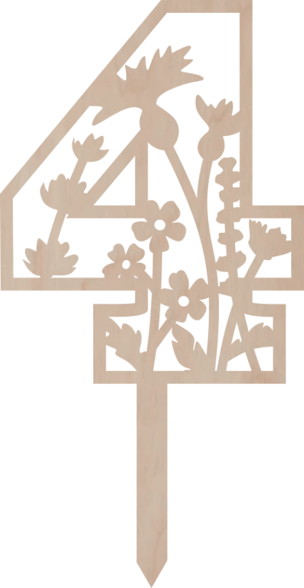 Dortový zápich Číslovka s květinovým vzorem