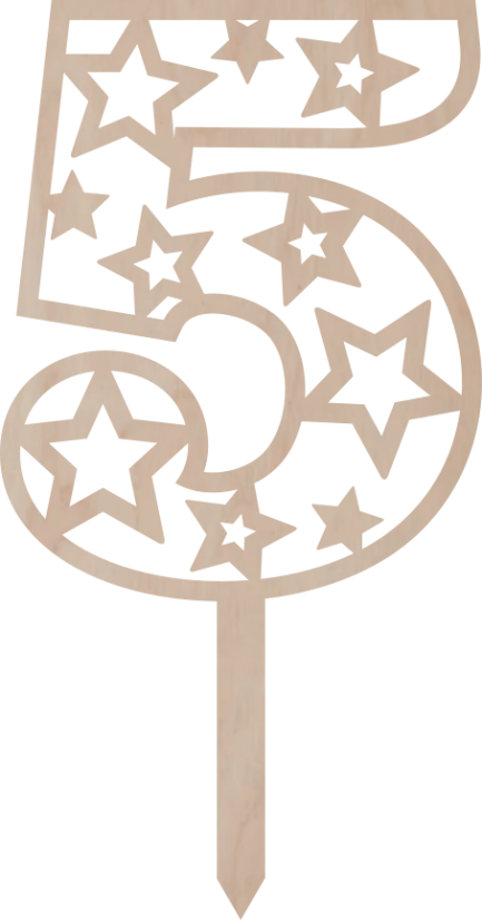 Dortový zápich Číslovka s hvězdami - Číslovka: 2