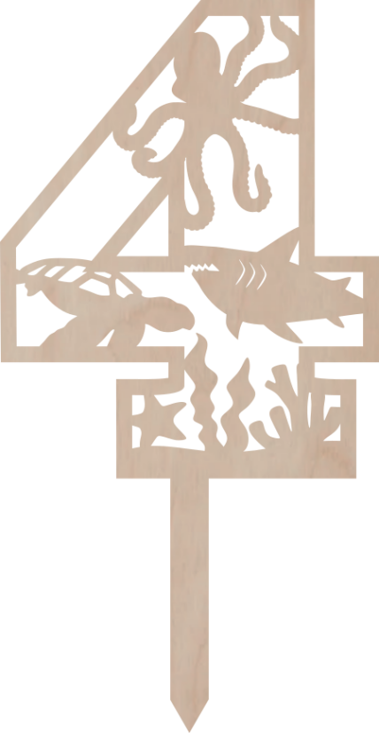 Dortový zápich Číslovka Mořský svět - Číslovka: 1