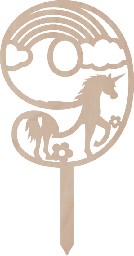 Dortový zápich Číslovka s Jednorožcem