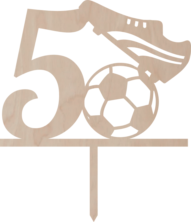 Tortový zápich Číslovka s futbalovou loptou a kopačkou