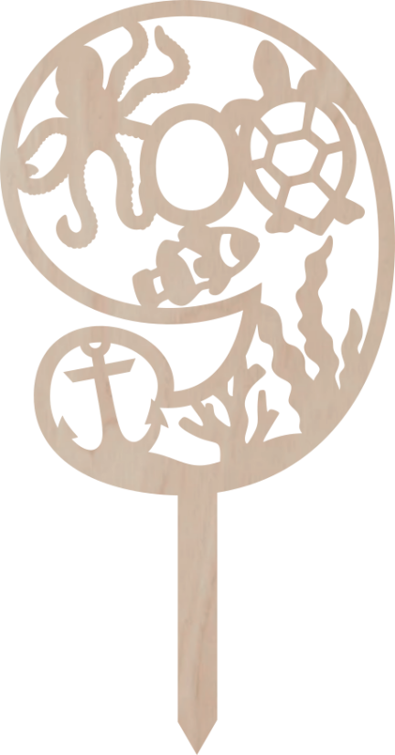 Tortový zápich Číslovka Morský svet - Cislovka: 6