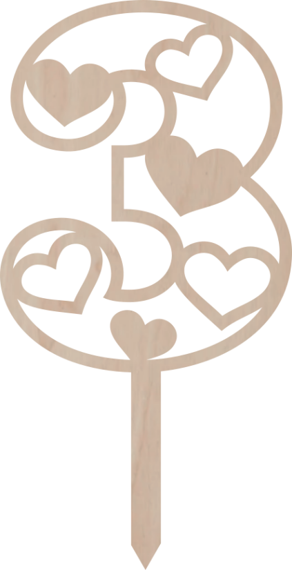 Dortový zápich Číslovka s ♥ (Srdce)