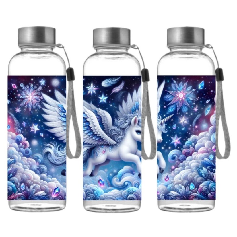 Butelka sportowa z Tritanu - Gwiezdny Alicorn i kryształy (500 ml)