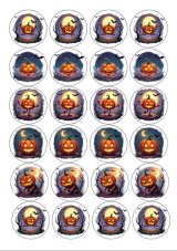 Wydruk jadalny na muffinki – Ożywione halloweenowe dynie, zestaw 24 szt.