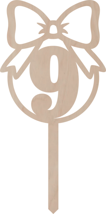 Drewniany topper – Cyfra w kole z kokardą - Liczebnik: 3