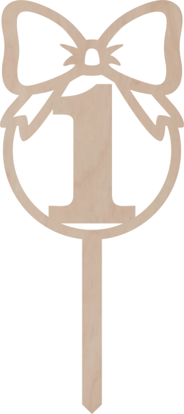 Drewniany topper – Cyfra w kole z kokardą - Liczebnik: 3