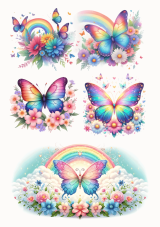 Jedlý tisk - Motýli, duhy a květiny