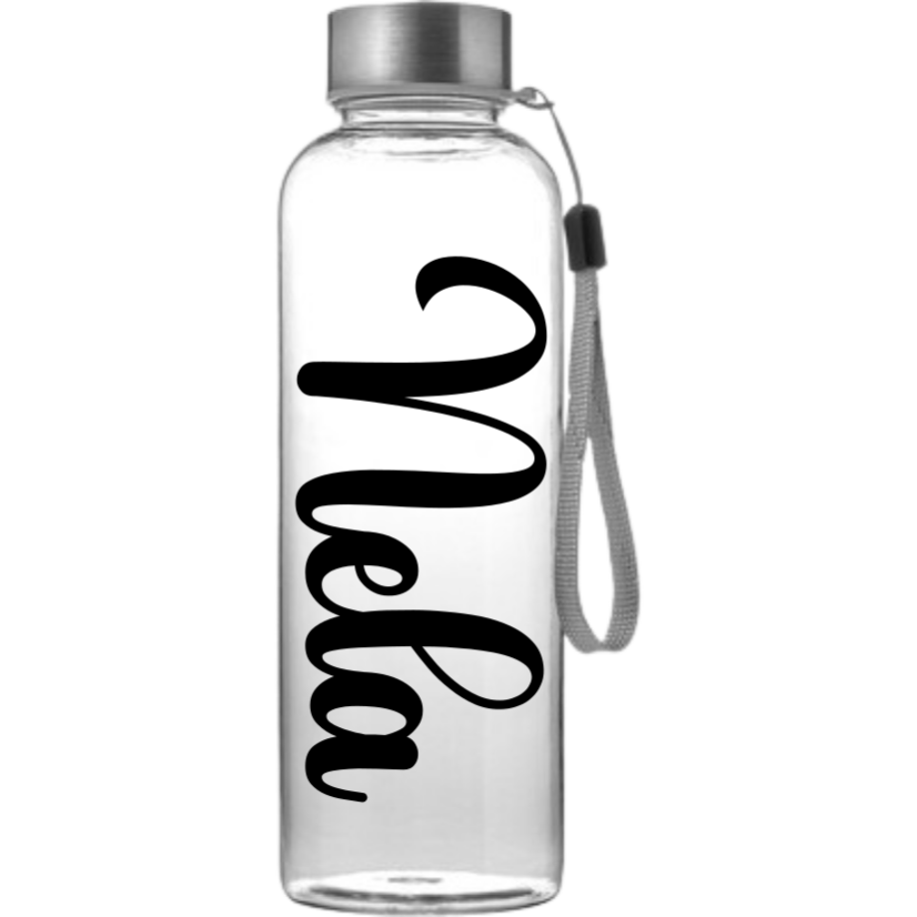 Elegantná tritanová fľaša s menom a nerezovým viečkom (500 ml)