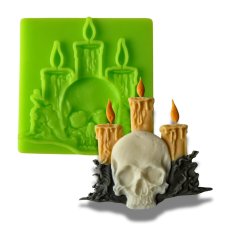 Silikónová formička Halloween – Lebka a sviečky