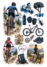 Jedlý tisk Cyklista a cyklistka v horách – arch A4