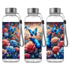 Butelka sportowa z Tritanu - Magiczne błękitne motyle i róże (500 ml)